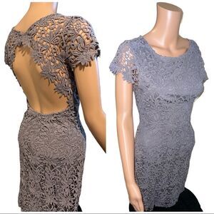Lulus Open Low Back  Gray Crochet Dress